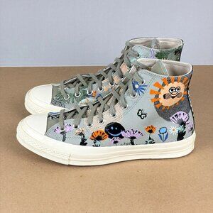 Converse Chuck 70 High Top Floral Sneakers Womens 10.5 Gray Sage Lace Up